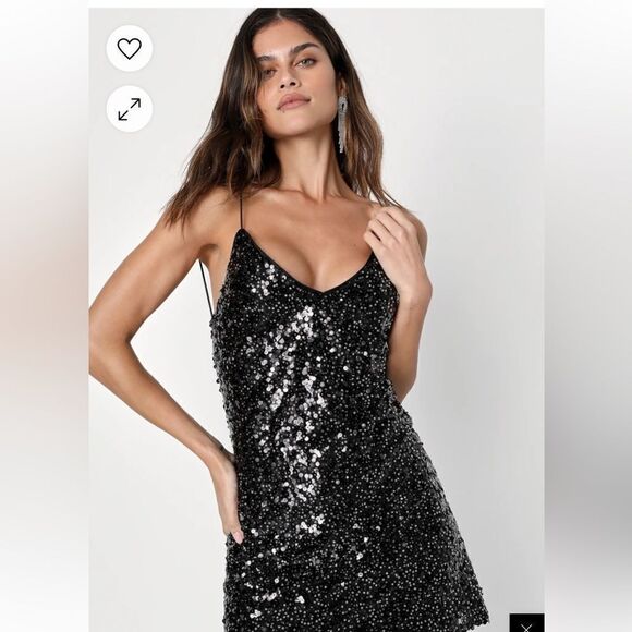 Lulus Force of Fashion Black Backless Sequin Mini Dress Size XS - Picture 4 of 5
